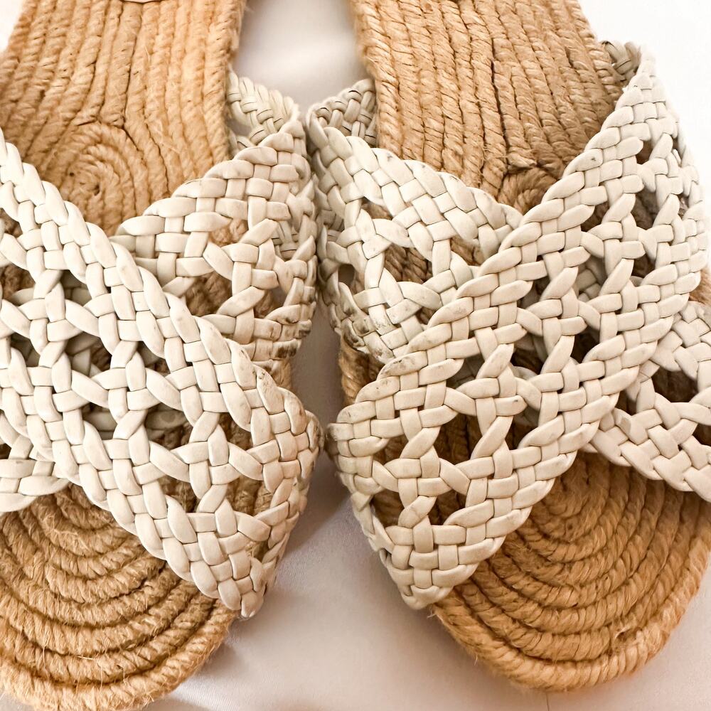 ANTHROPOLOGIE Guilhermina Woven Leather Slide Sandal White EU 38 EUC - Picture 7 of 7